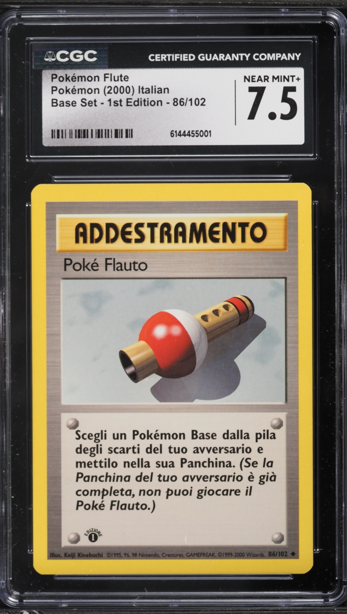 2000 Pokemon Italian Base Set 1st Edition Pokemon Flute #86 CGC 7.5 NRMT+