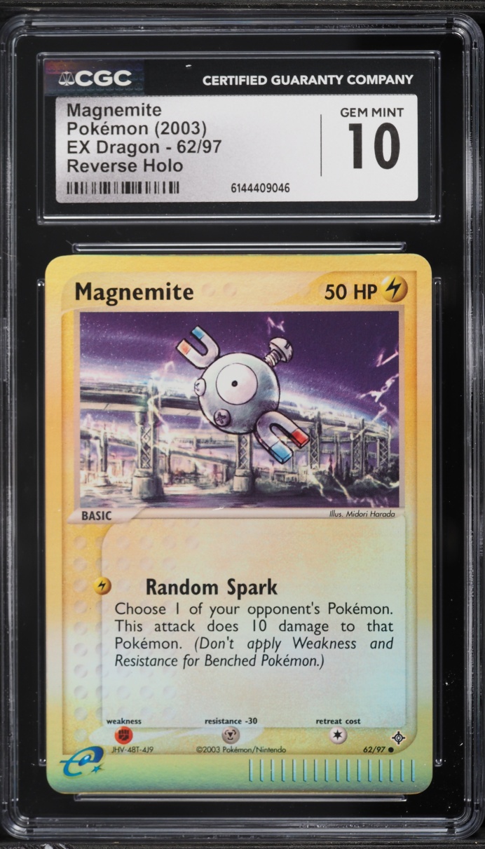 2003 Pokemon EX Dragon Reverse Holo Magnemite #62 CGC 10 GEM MINT