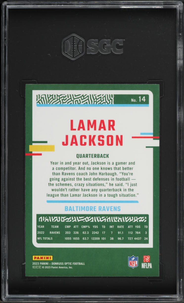 2023 Donruss Optic Lamar Jackson #14 SGC 9 MINT