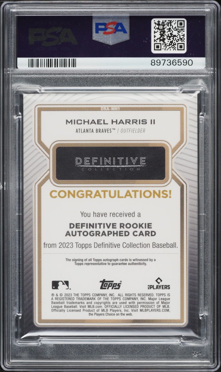 2023 Topps Definitive Collection Michael Harris II ROOKIE AUTO /50 #DRA-MH1 PSA 9 MINT