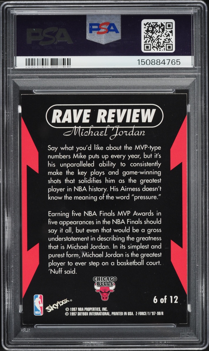 1997 Skybox Z-Force Rave Reviews Michael Jordan #6 PSA 7 NRMT