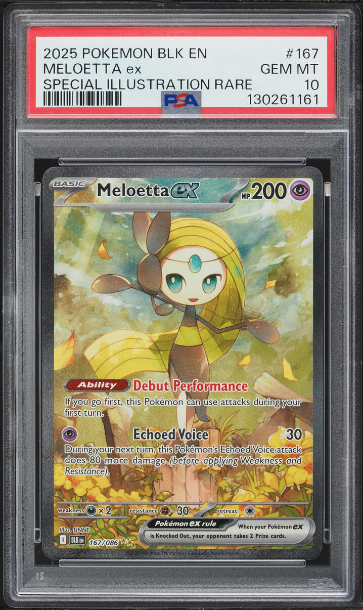 2025 Pokemon Scarlet & Violet Black Bolt SIR Meloetta ex #167 PSA 10 GEM MINT