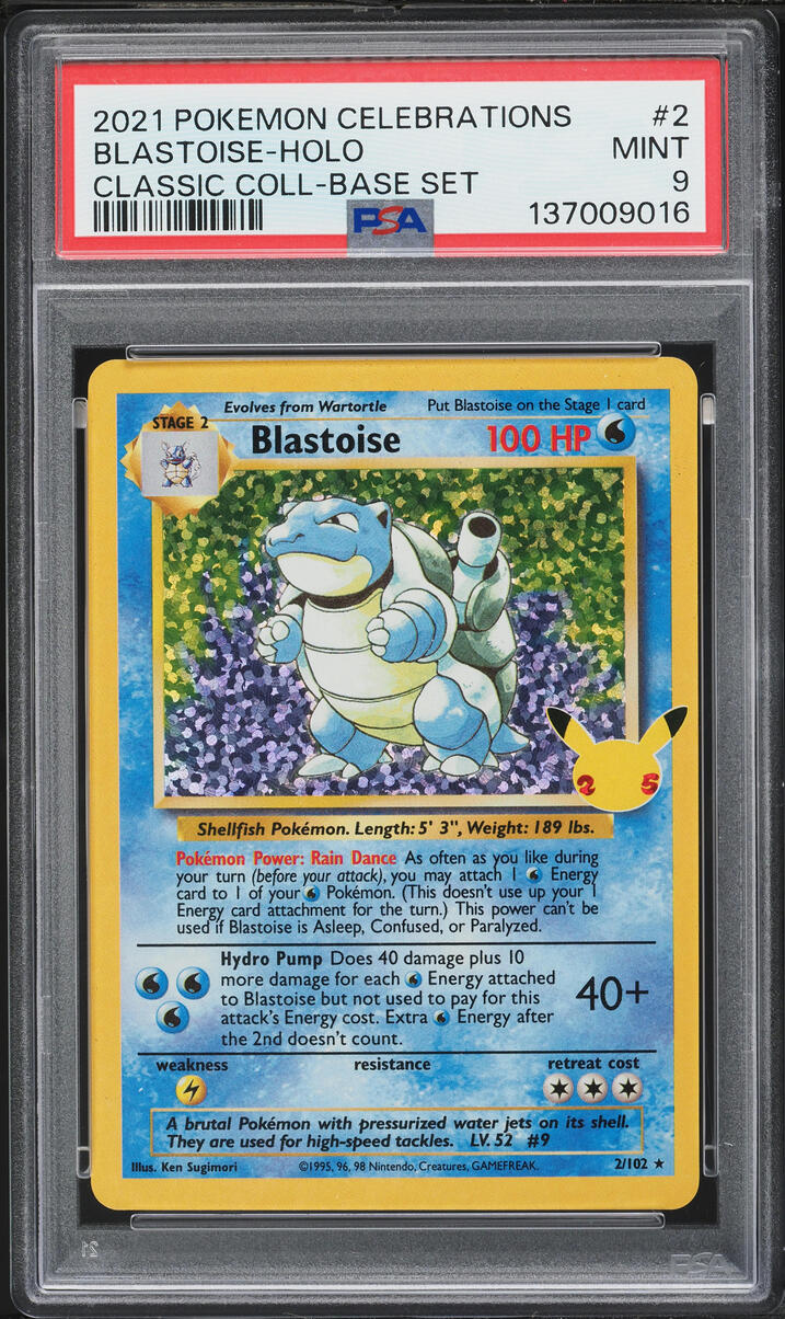 2021 Pokemon Sword & Shield Celebrations Classic Collection Holo Blastoise #2 PSA 9 MINT