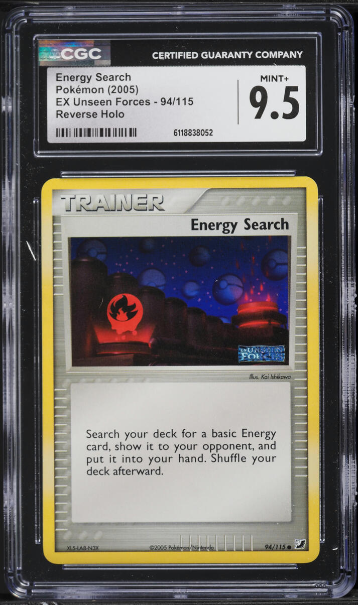 2005 Pokemon EX Unseen Forces Reverse Holo Energy Search #94 CGC 9.5 MINT+