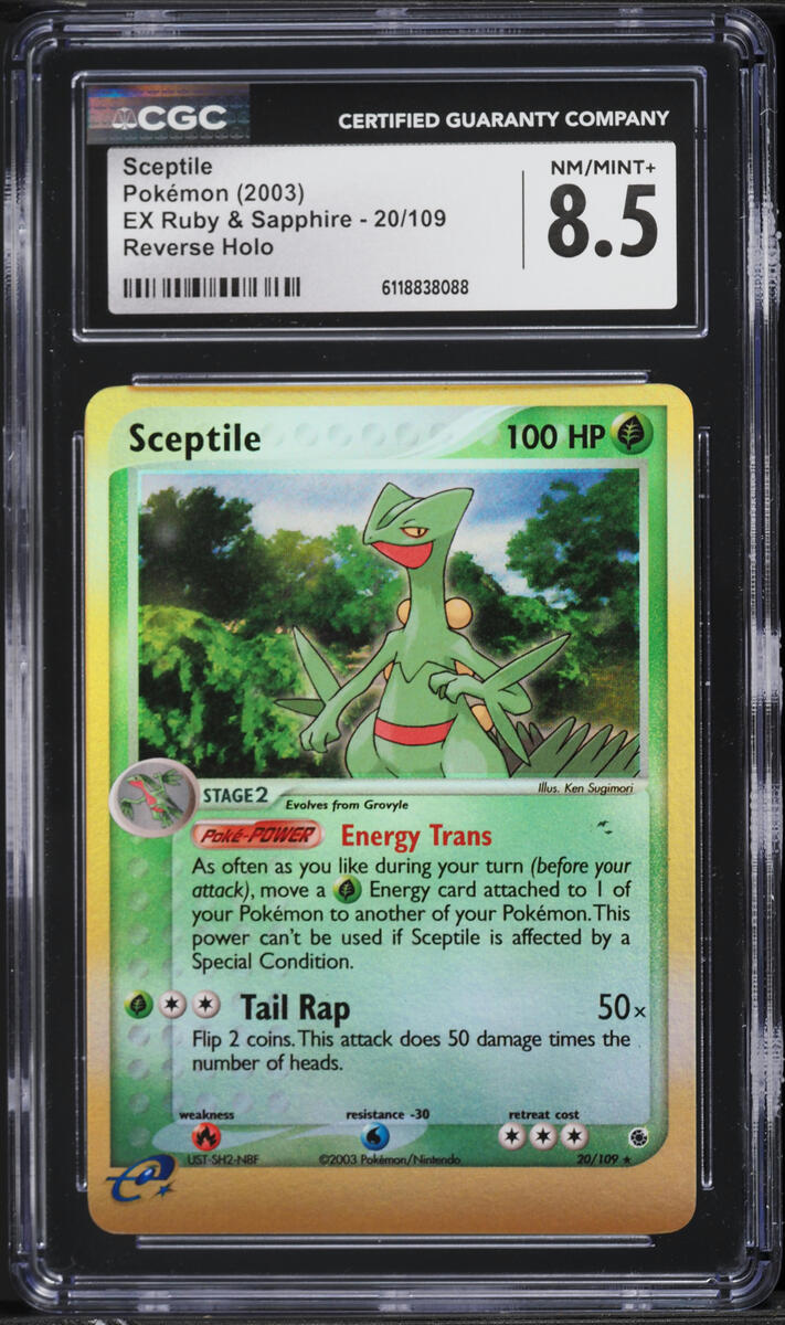 2003 Pokemon EX Ruby & Sapphire Reverse Holo Sceptile #20 CGC 8.5 NM-MT+