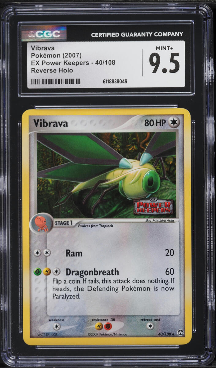 2007 Pokemon EX Power Keepers Reverse Holo Vibrava #40 CGC 9.5 MINT+