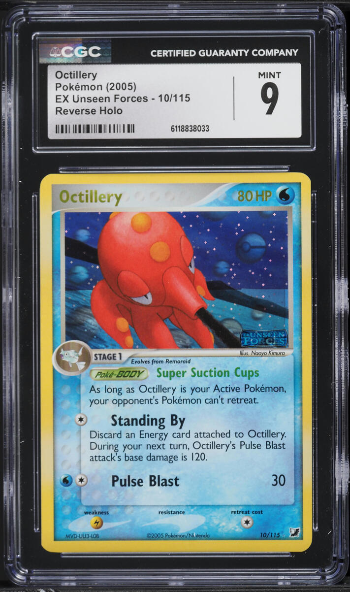 2005 Pokemon EX Unseen Forces Reverse Holo Octillery #10 CGC 9 MINT