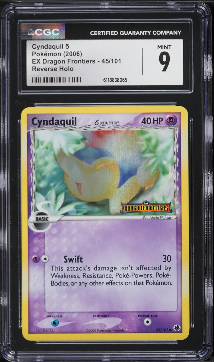 2006 Pokemon EX Dragon Frontiers Reverse Holo Cyndaquil #45 CGC 9 MINT