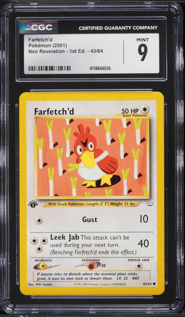 2001 Pokemon Neo Revelation 1st Edition Farfetch'd #43 CGC 9 MINT