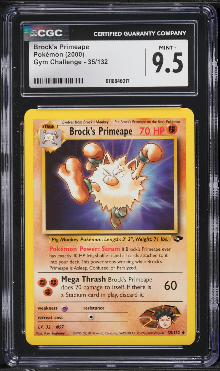 2000 Pokemon Gym Challenge Brock's Primeape #35 CGC 9.5 MINT+
