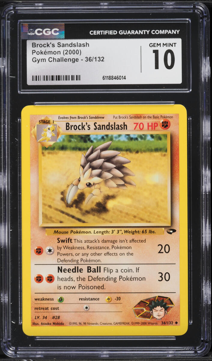 2000 Pokemon Gym Challenge Brock's Sandslash #36 CGC 10 GEM MINT