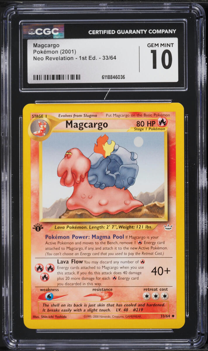 2001 Pokemon Neo Revelation 1st Edition Magcargo #33 CGC 10 GEM MINT