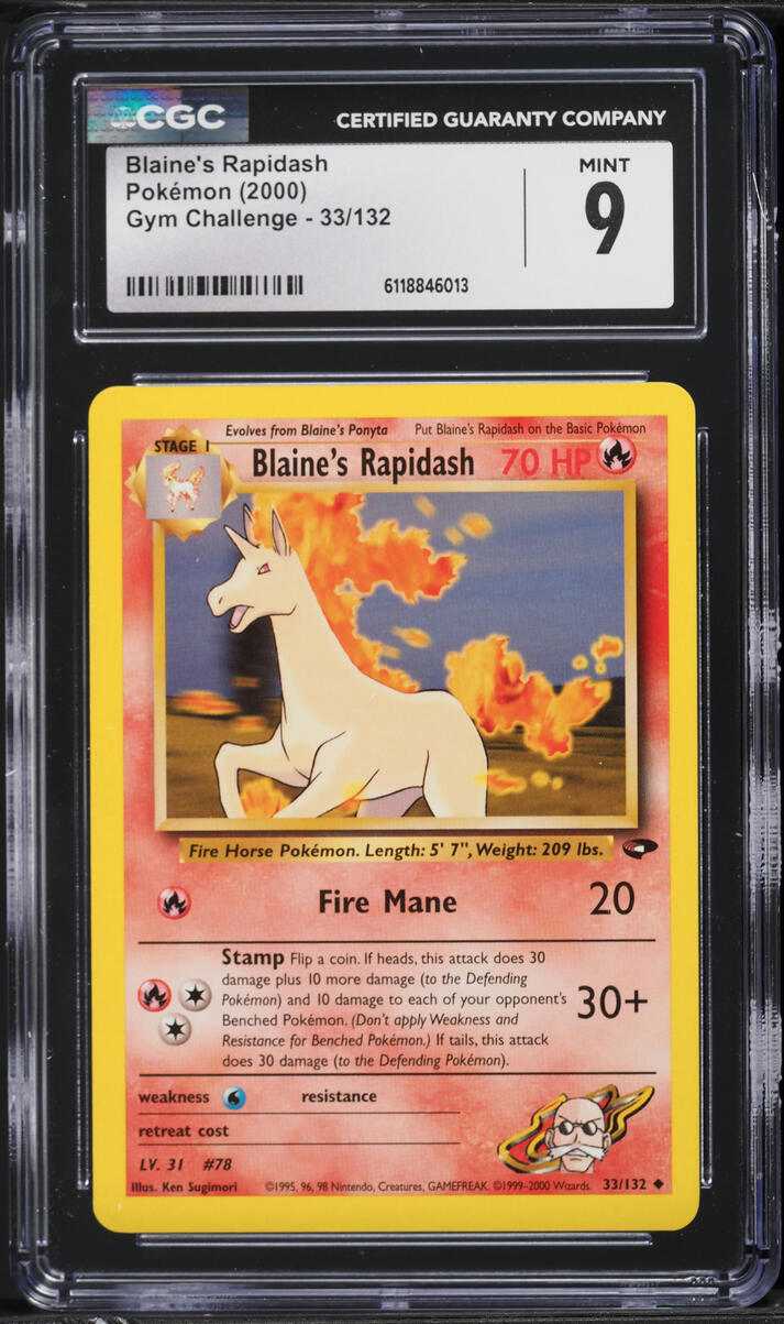 2000 Pokemon Gym Challenge Blaine's Rapidash #33 CGC 9 MINT