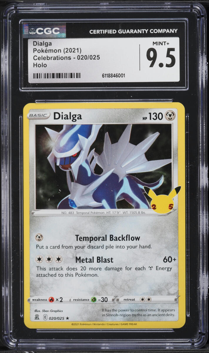 2021 Pokemon Sword & Shield Celebrations Holo Dialga #20 CGC 9.5 MINT+