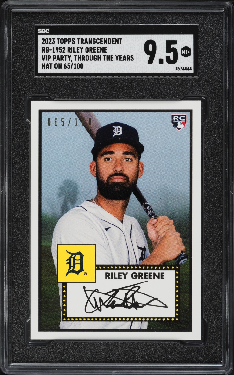 2023 Topps Transcendent VIP Party Through The Years '52 Riley Greene ROOKIE /100 SGC 9.5 MINT+