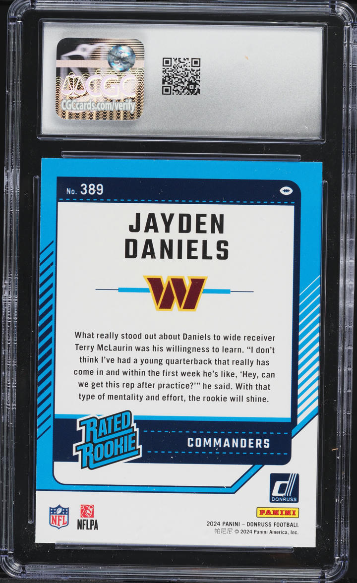 2024 Donruss Football Jayden Daniels ROOKIE #389 CGC 9 MINT