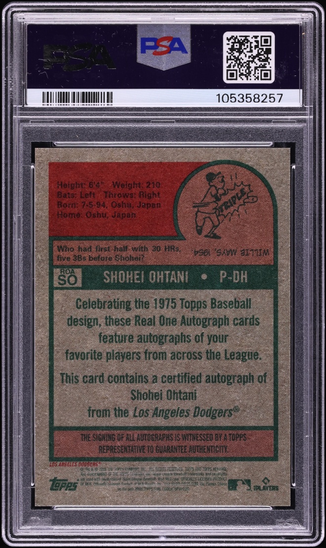 2024 Topps Heritage Real One Red Ink Shohei Ohtani AUTO /75 #ROASO PSA 10 GEM MINT