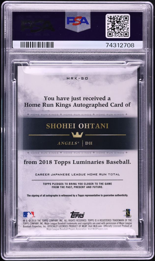 2018 Topps Luminaries Home Run Kings Red Shohei Ohtani ROOKIE AUTO /10 #HRKSO PSA 10 GEM MINT