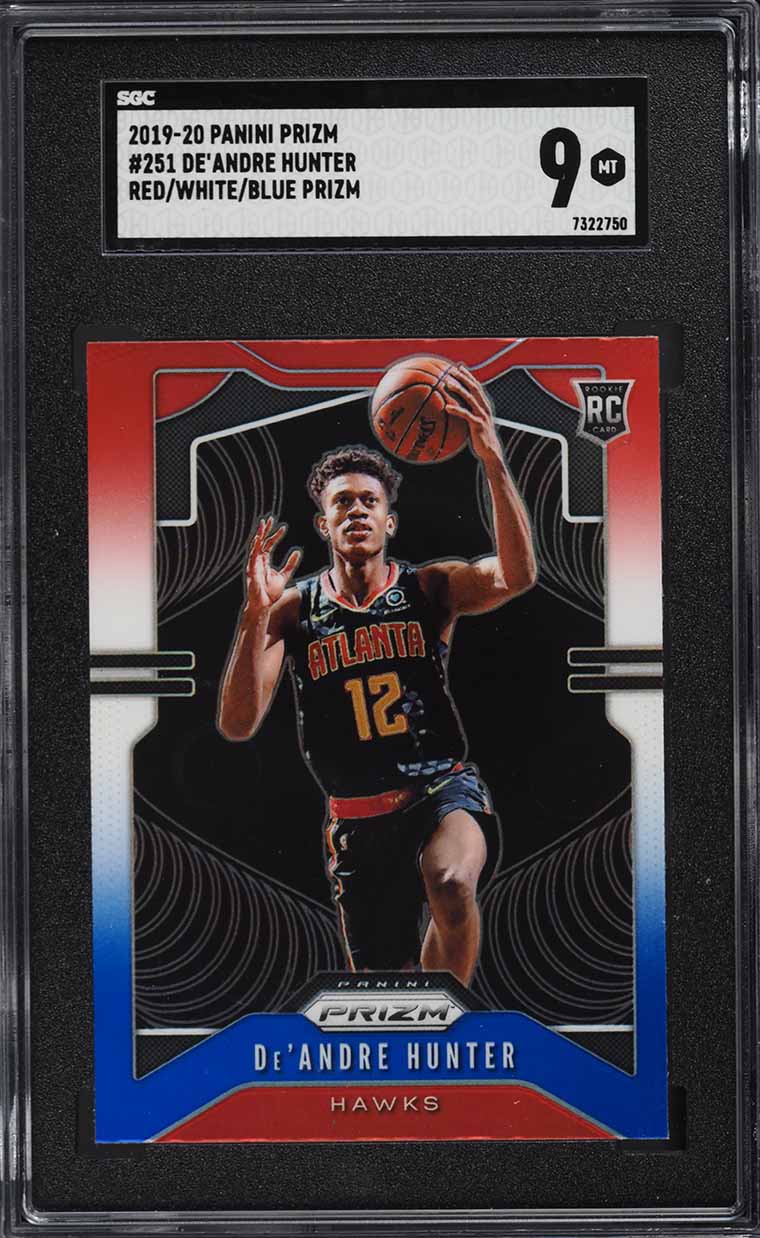 2019 Panini Prizm Red White Blue De'Andre Hunter ROOKIE #251 SGC 9 MINT - Main Image