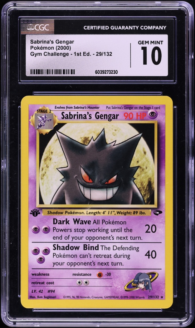 2000 Pokemon Gym Challenge 1st Edition Sabrina's Gengar #29 CGC 10 GEM MINT