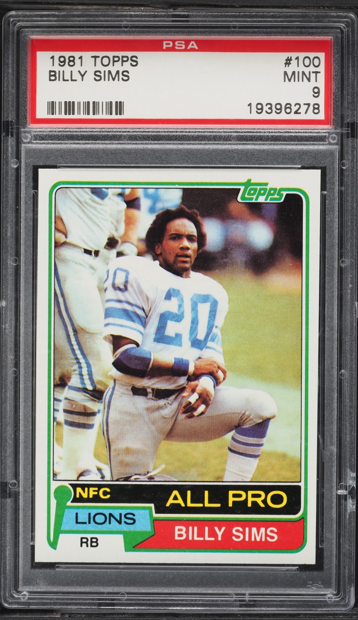 1981 Topps Football Billy Sims ROOKIE #100 PSA 9 MINT