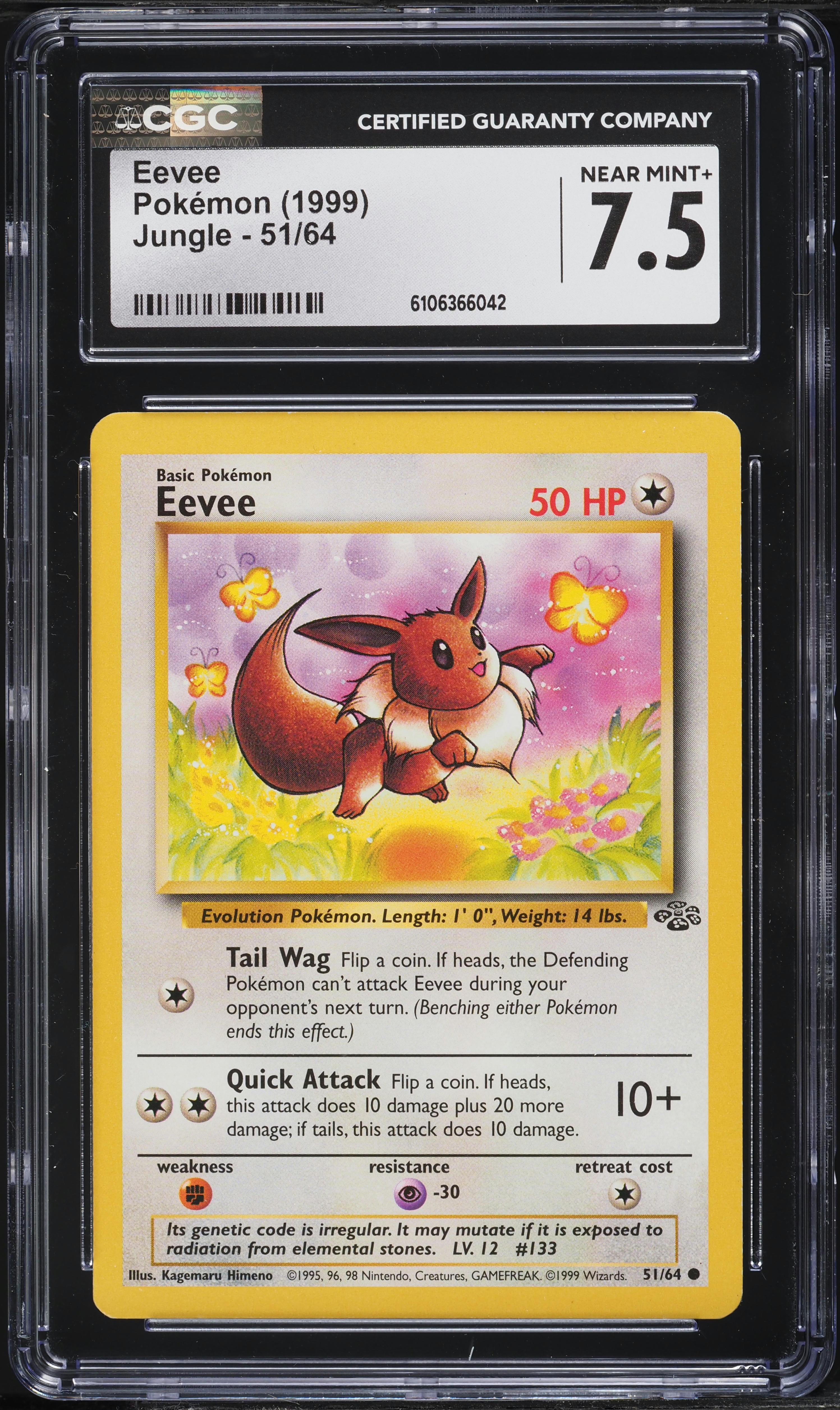 1999 Pokemon Jungle Eevee #51 CGC 7.5 NRMT+
