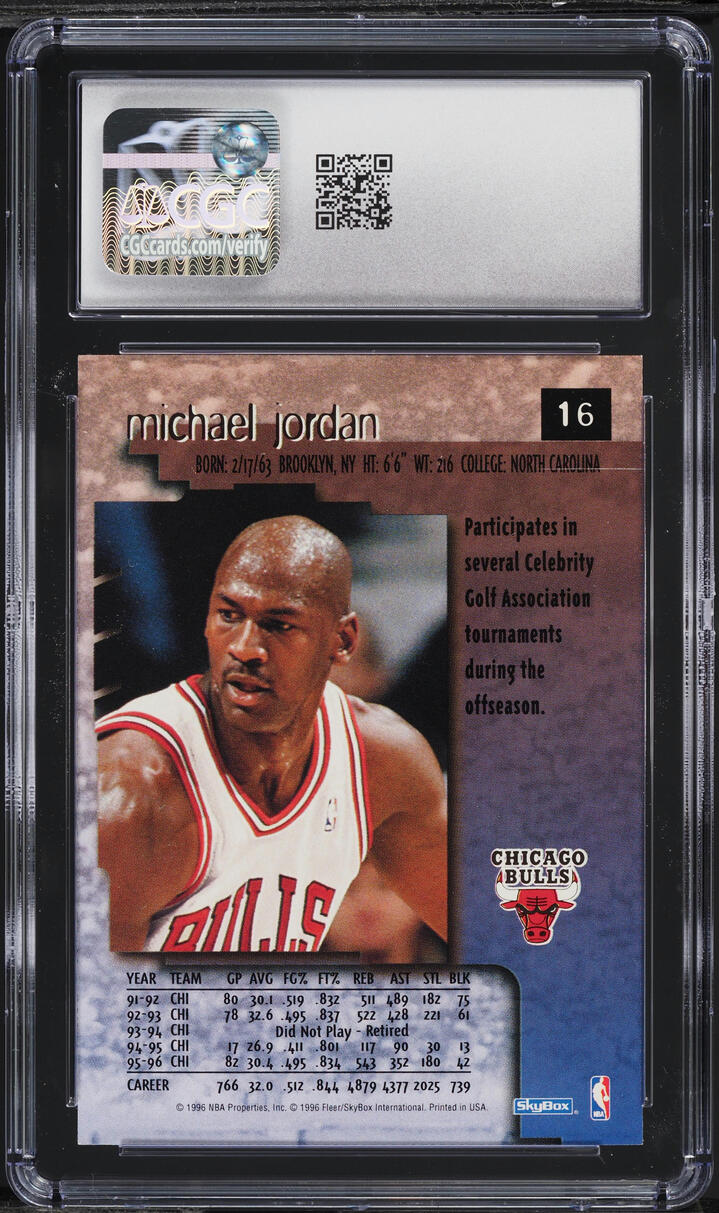 1996 Skybox Premium Michael Jordan #16 CGC 8 NM-MT
