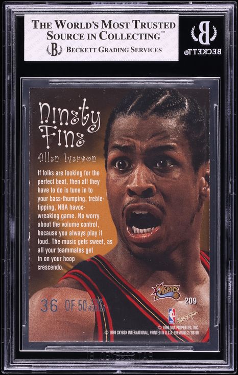 1998 Skybox Premium Star Rubies Ninety Fine Allen Iverson /50 #209 BGS 8 NM-MT