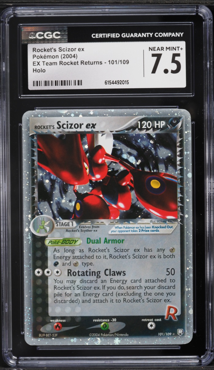 2004 Pokemon EX Team Rocket Returns Holo Rocket's Scizor EX #101 CGC 7.5 NRMT+