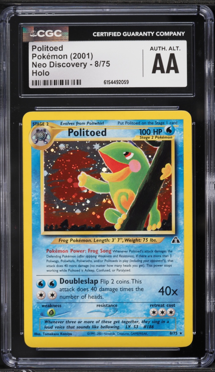 2001 Pokemon Neo Discovery Holo Politoed #8 CGC ALTERED AUTH