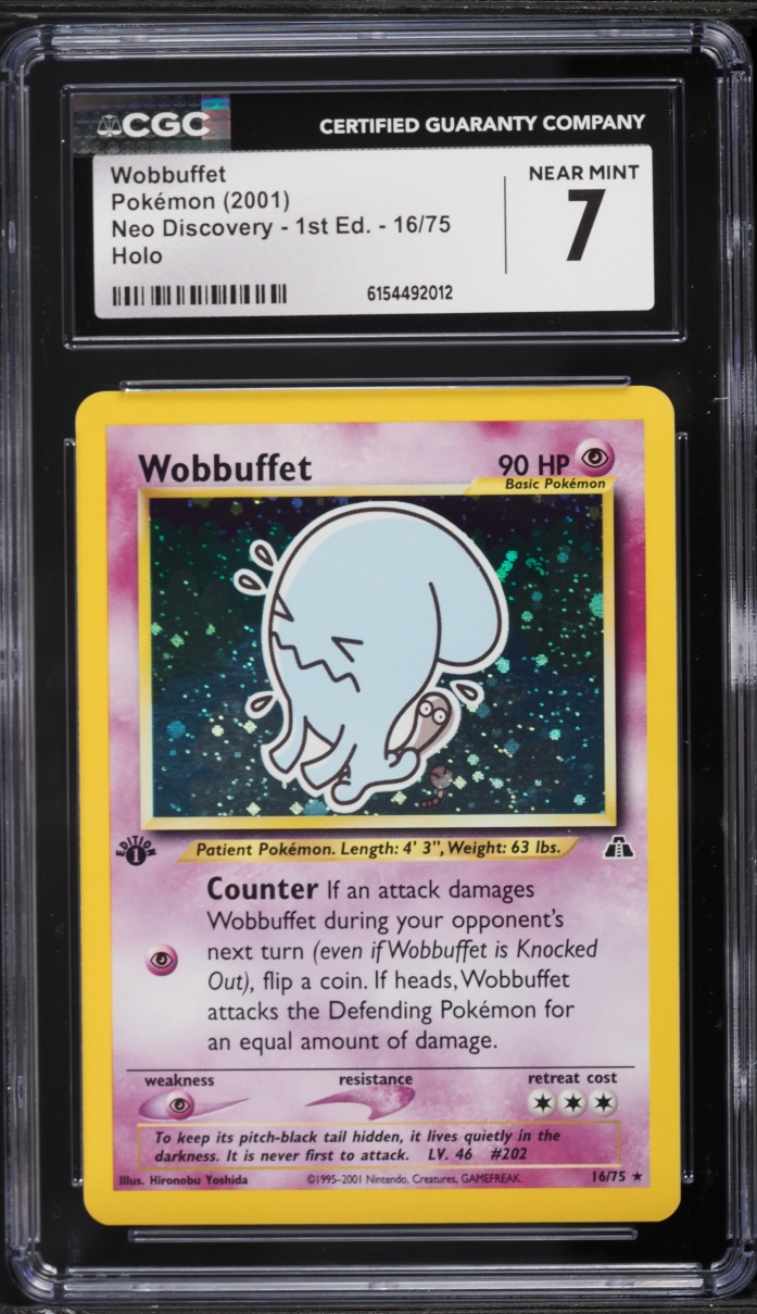2001 Pokemon Neo Discovery 1st Edition Holo Wobbuffet #16 CGC 7 NRMT