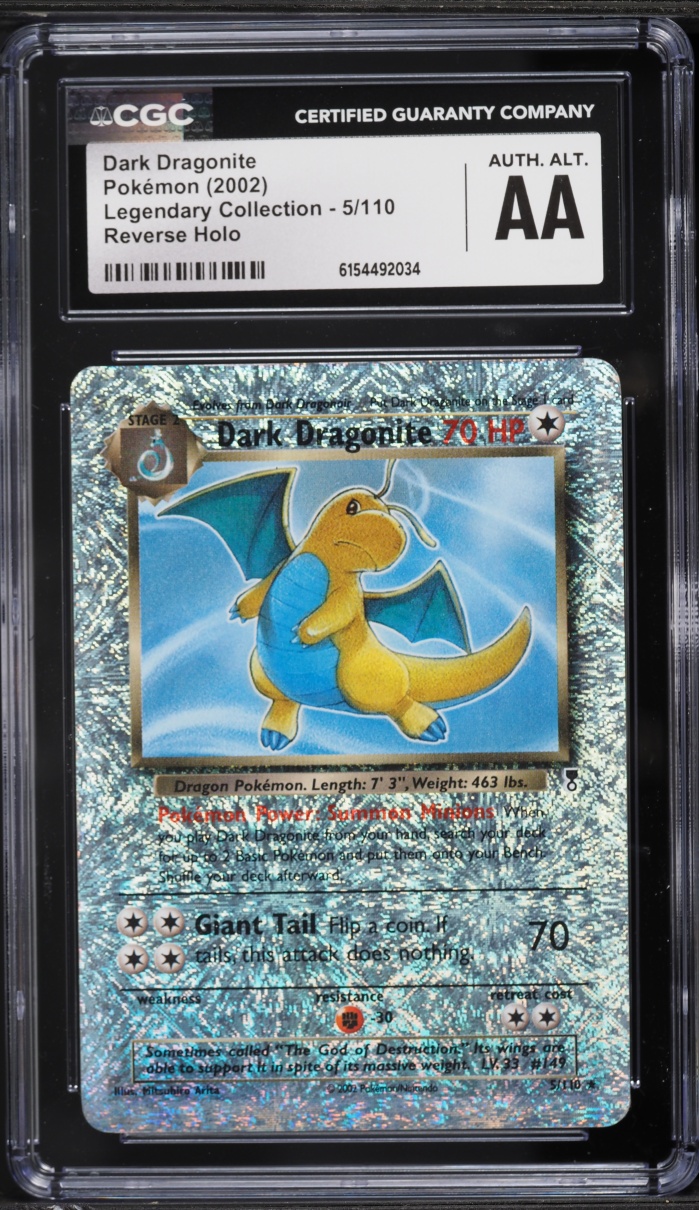 2002 Pokemon Legendary Collection Reverse Holo Dark Dragonite #5 CGC ALTERED AUTH