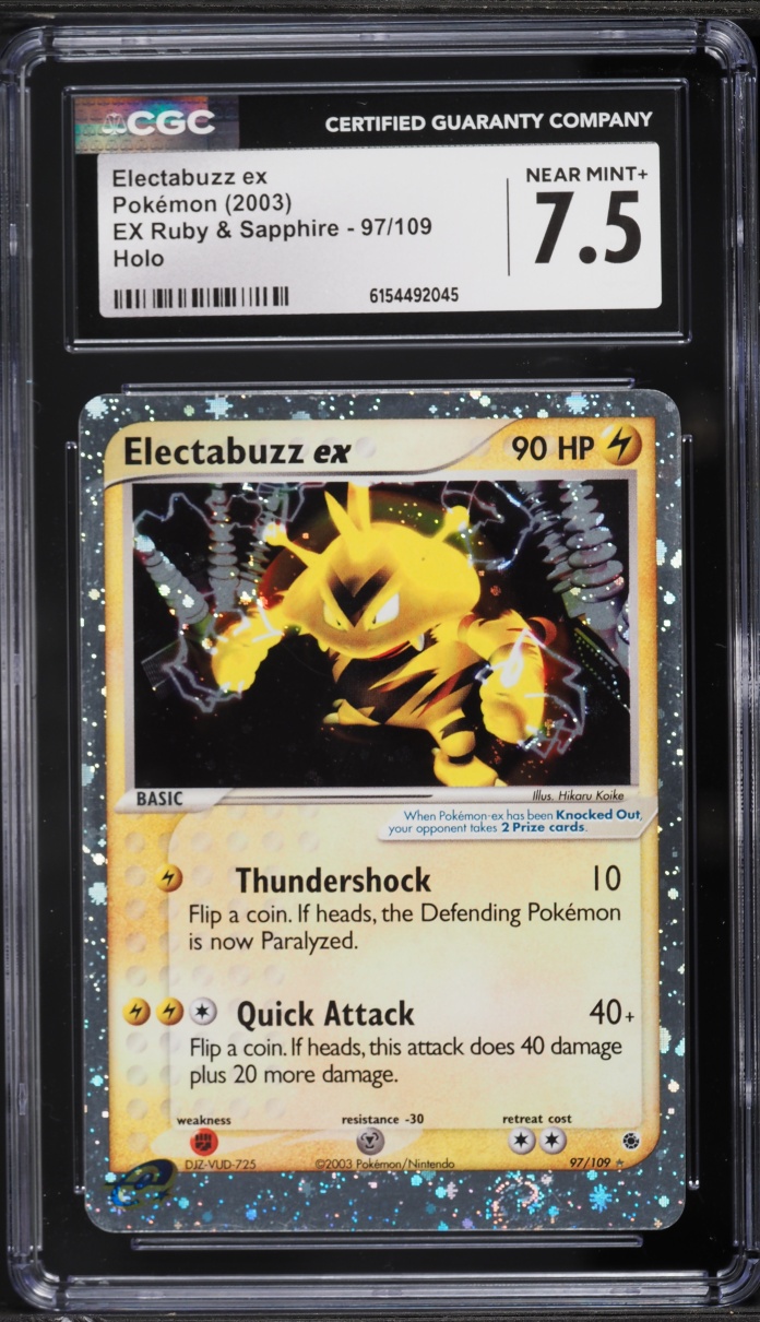 2003 Pokemon EX Ruby & Sapphire Holo Electabuzz EX #97 CGC 7.5 NRMT+