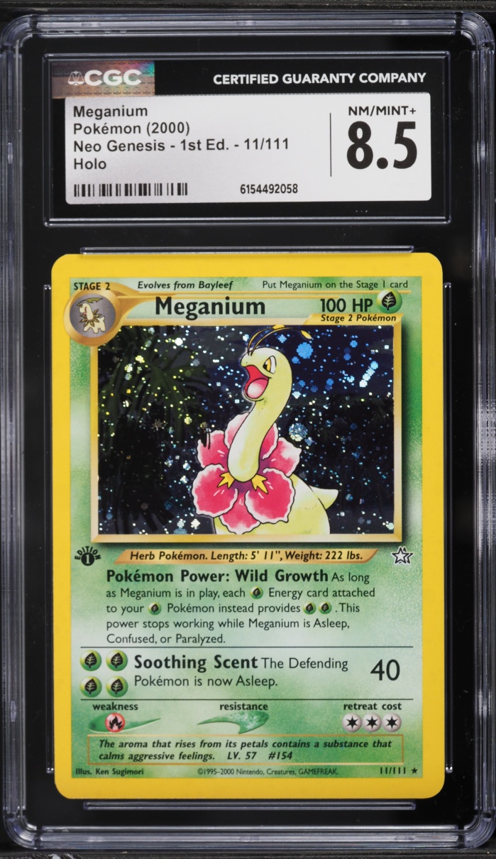 2000 Pokemon Neo Genesis 1st Edition Holo Meganium #11 CGC 8.5 NM-MT+
