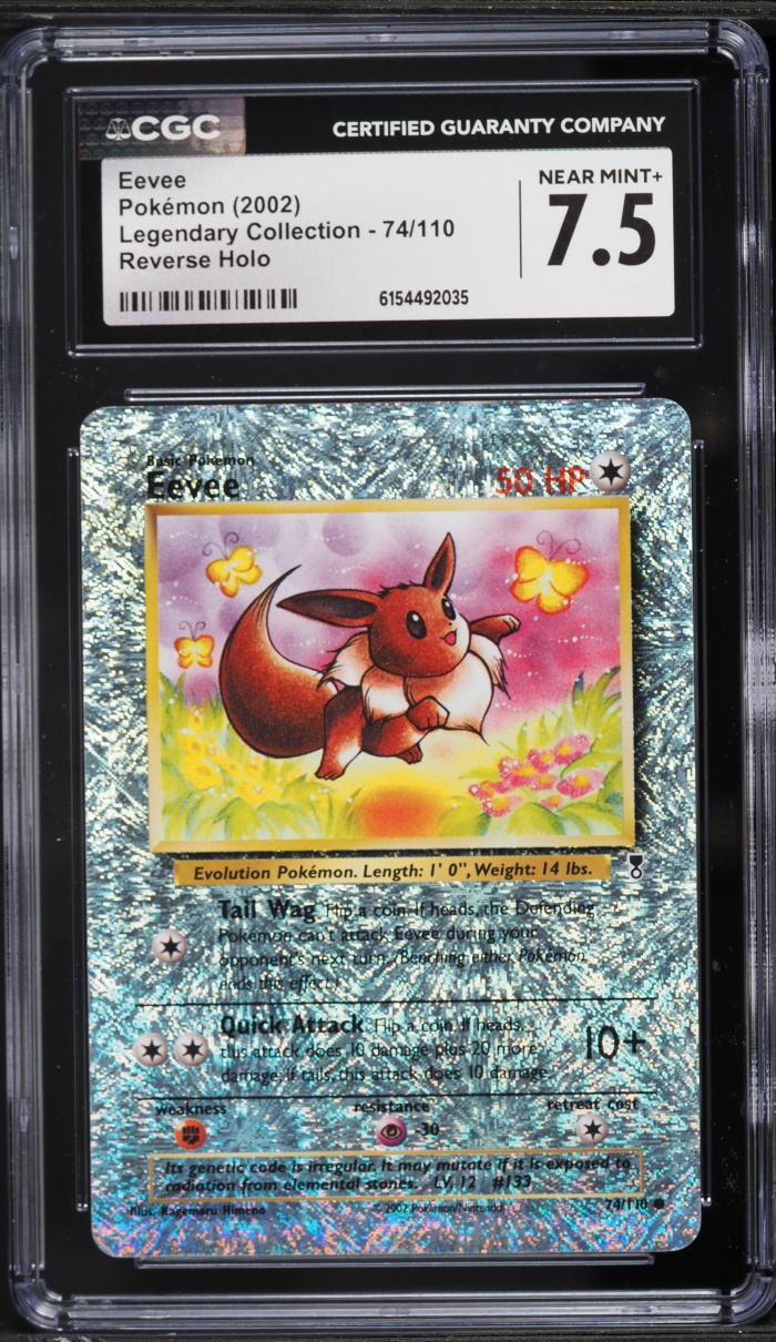 2002 Pokemon Legendary Collection Reverse Holo Eevee #74 CGC 7.5 NRMT+