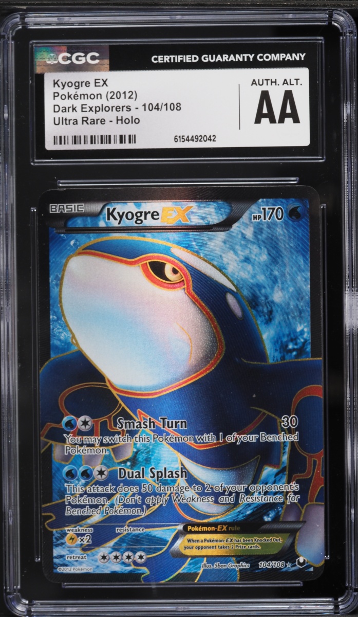 2012 Pokemon Black & White Dark Explorers Full Art Kyogre EX #104 CGC ALTERED AUTH
