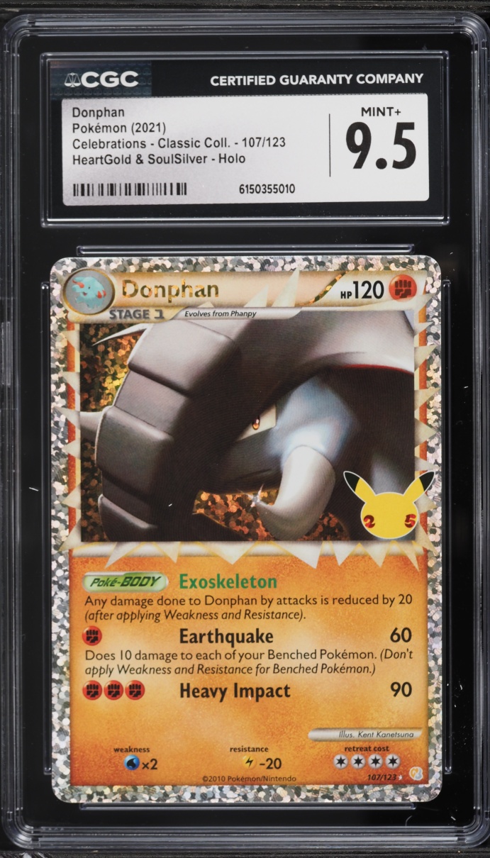 2021 Pokemon Sword & Shield Celebrations Classic Collection Holo Donphan #107 CGC 9.5 MINT+
