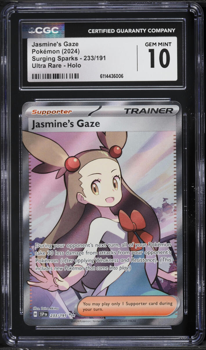 2024 Pokemon Scarlet & Violet Surging Sparks Full Art Jasmine's Gaze #233 CGC 10 GEM MINT