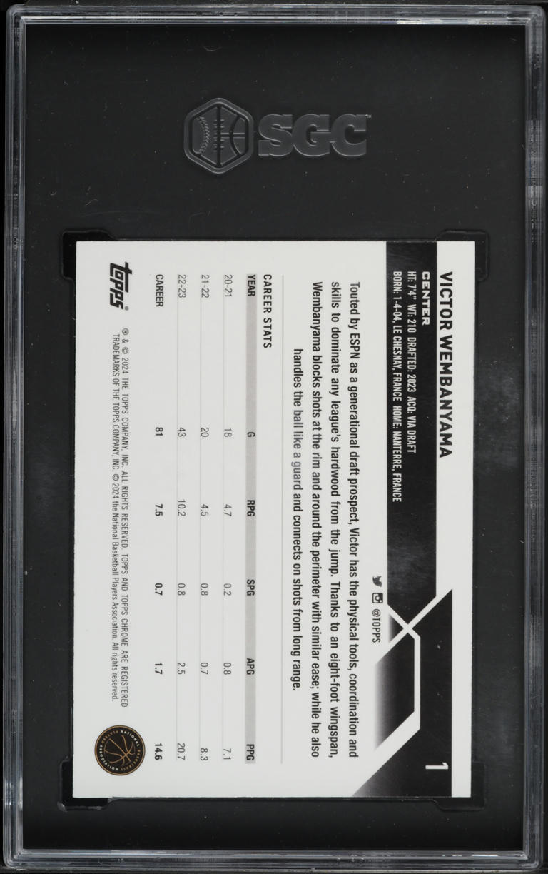 2023 Topps Chrome Victor Wembanyama ROOKIE #1 SGC 8.5 NM-MT+