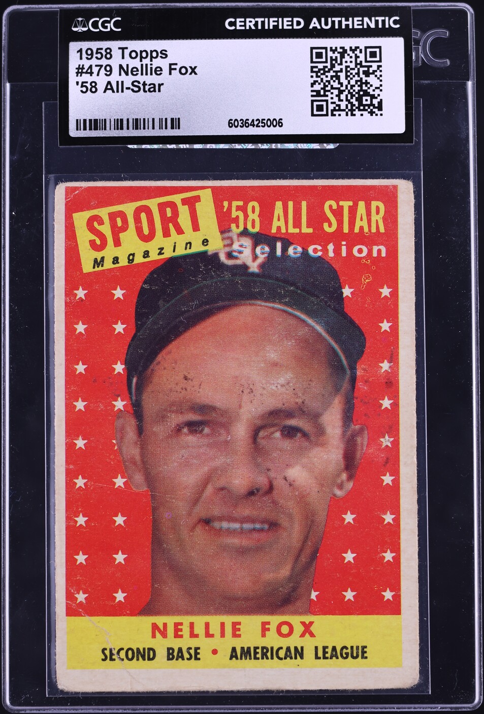 1958 Topps Nellie Fox '58 ALL-STAR #479 CGC AUTH
