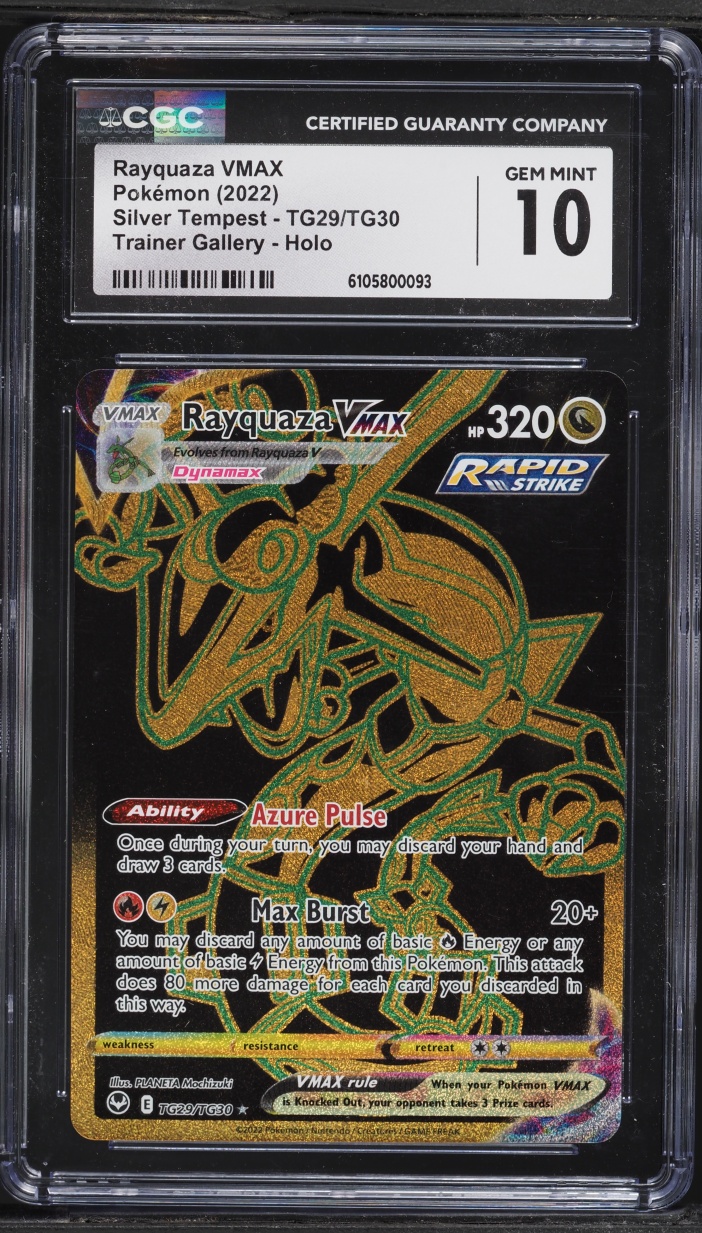 2022 Pokemon Sword & Shield Silver Tempest Full Art Rayquaza VMAX #TG29 CGC 10 GEM MINT
