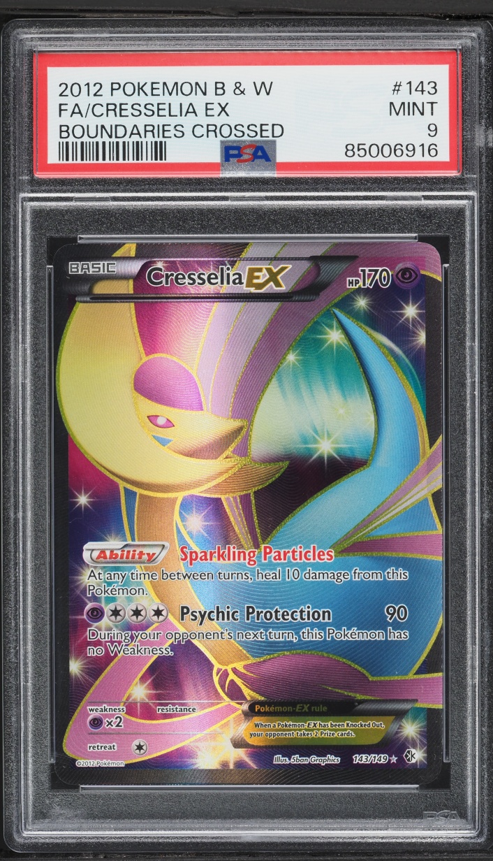 2012 Pokemon Black & White Boundaries Crossed Full Art Cresselia EX #143 PSA 9 MINT