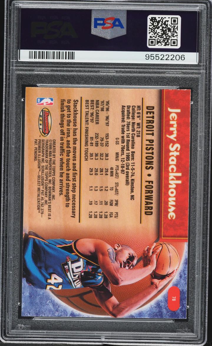 1998 Bowman's Best Jerry Stackhouse #78 PSA 10 GEM MINT
