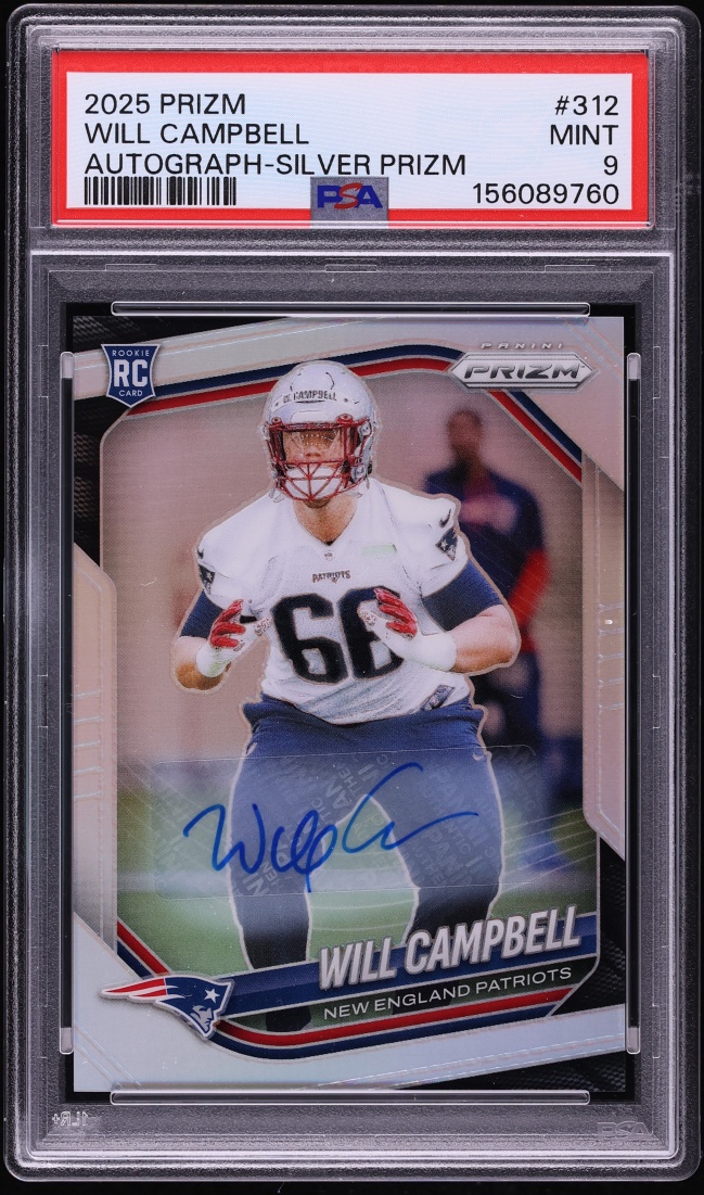 2025 Panini Prizm Silver Will Campbell ROOKIE AUTO #312 PSA 9 MINT
