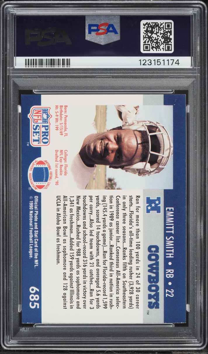 1990 Pro Set Football Emmitt Smith ROOKIE #685 PSA 5 EX
