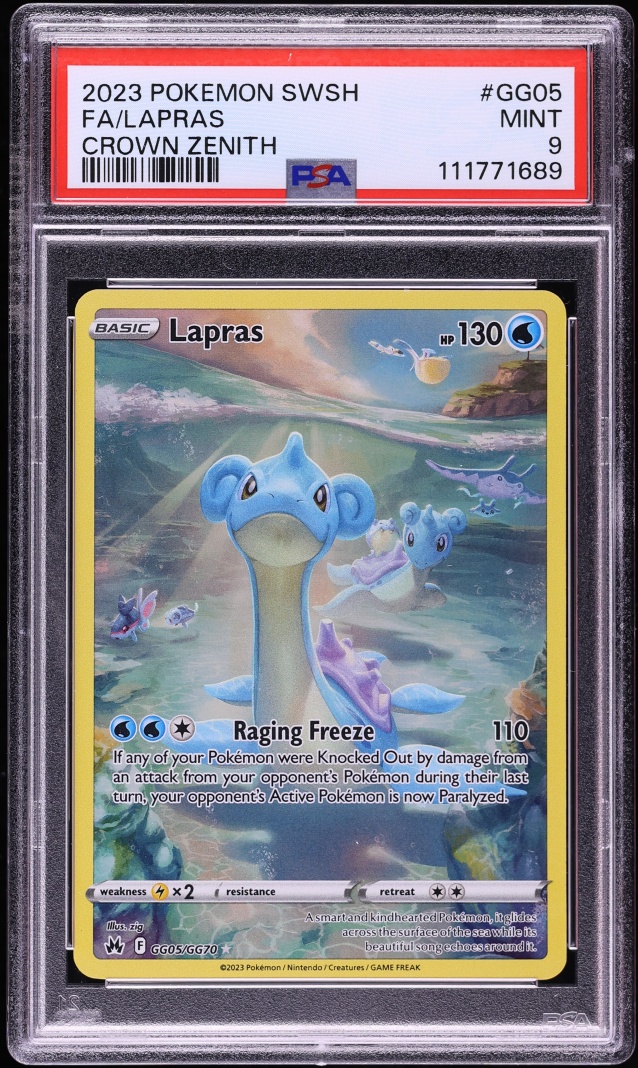 2023 Pokemon Sword & Shield Crown Zenith Alt Art Lapras #GG05 PSA 9 MINT