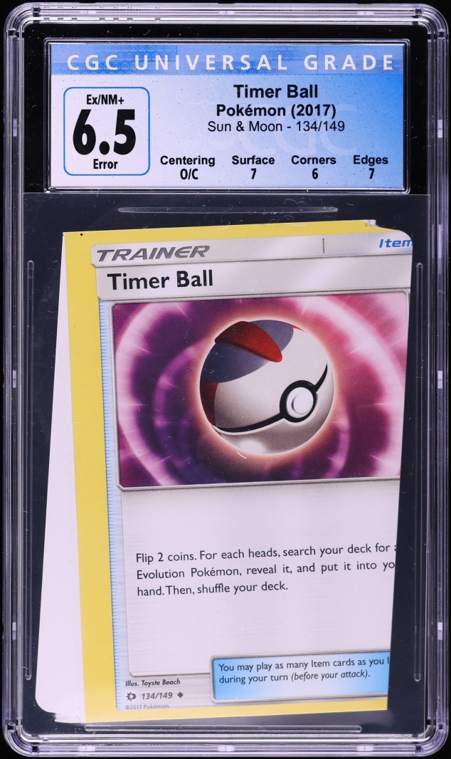 2017 Pokemon Sun & Moon Error Timer Ball #134 CGC 6.5 EXMT+