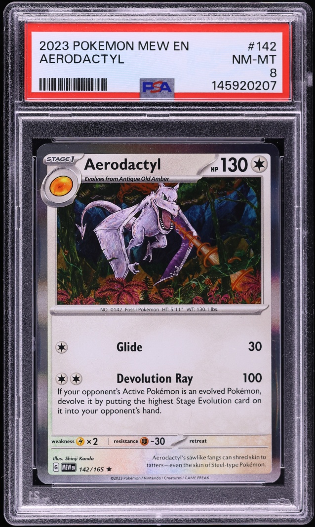2023 Pokemon Scarlet & Violet 151 Holo Aerodactyl #142 PSA 8 NM-MT