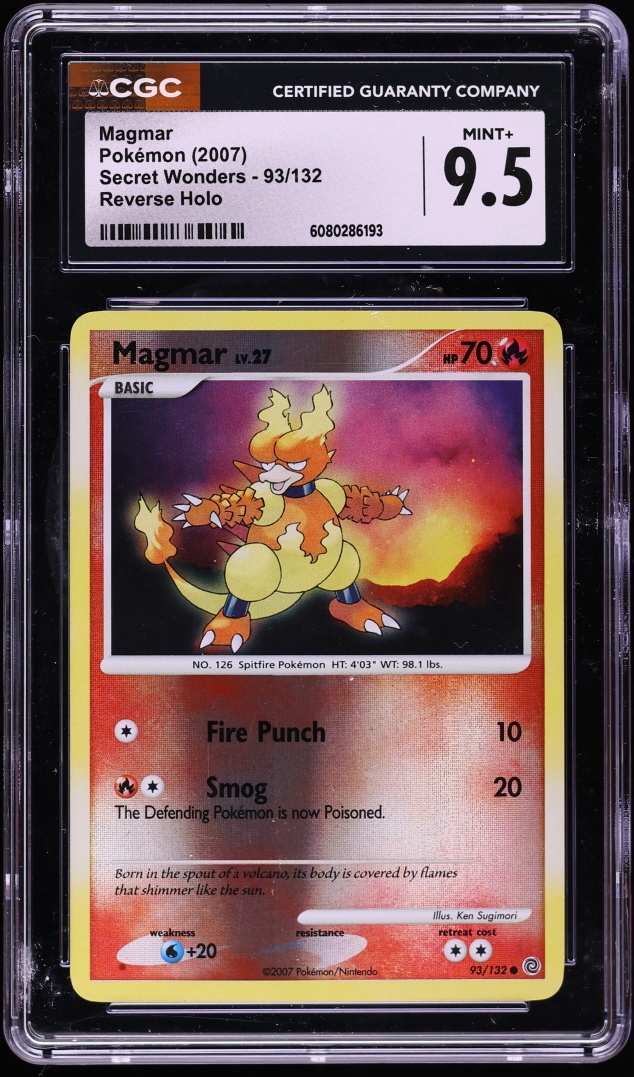 2007 Pokemon Diamond & Pearl Secret Wonders Reverse Holo Magmar #93 CGC 9.5 MINT+