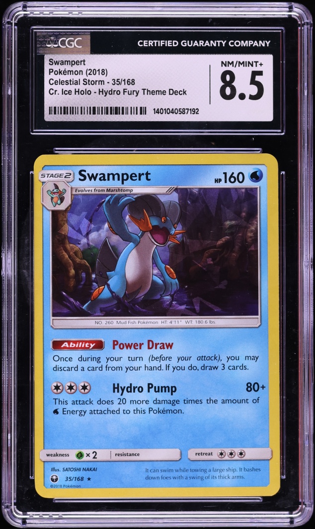 2018 Pokemon Sun & Moon Celestial Storm Holo Swampert #35 CGC 8.5 NM-MT+